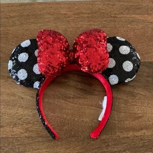 Halloween Red and Black Polka Dot Ears Headband
